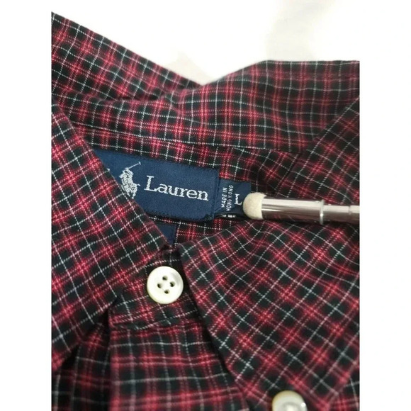 Ralph Lauren Black Red Black Watch Plaid Men Size L Classic Fit  Button Up Shirt - Picture 6 of 6